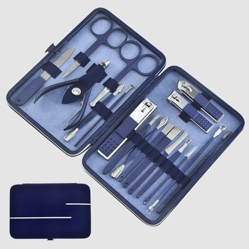 Manicura Pedicura Set 18 PCS Profesional Cortaúñas Acero Inoxidable Grooming Kit - con Estuche De Viaje De Cuero Lujoso Juegos de cortadores de uñas con Lima de uñas Afilada