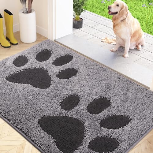 FCSDETAIL Dirt Trapper Indoor Door Mat 50 x 80 cm, Washable Entrance Rug, Absorbent Dog Doormat for Muddy Paws, Inside Mat for front door, Entryway, Pets