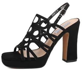 QUEEN HELENA Sandali con Tacco Alto Scarpe con Plateau Aperte Donna ZM9679 (Nero, 38)