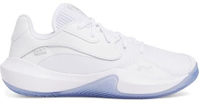 Under Armour Ua Lockdown 7 Herren-Basketballschuhe, niedrig, Weiß, Weiß, Metallic-Silber, 41 EU