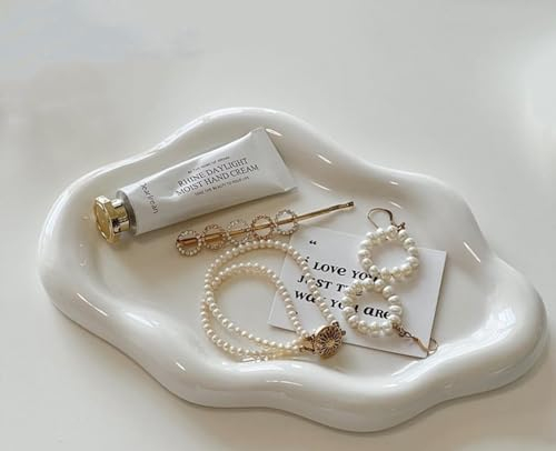 NatureMan Plat en céramique à bijoux, support d'assiette à bijoux, décoration de chambre, cadeau esthétique