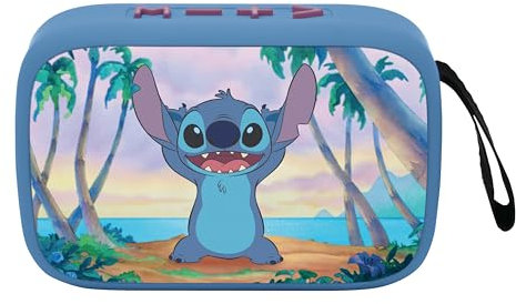 LEXIBOOK, Disney Stitch, Altavoz Bluetooth portátil, inalámbrico, USB-C, Tarjeta SD/TF, batería Recargable, Azul, BT018D