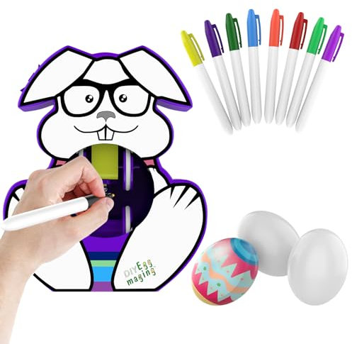 Decoratore di Uova di Pasqua, Set per la decorazione delle uova di Pasqua, Macchina per Decorare Uova con Spinner, 8 Colori, 3 Uova, pittura dell'uovo di Pasqua per adulti Bambini Ragazze(viola)