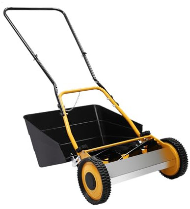 Cortacéspedes de husillo, carrete Mower,2 en 1 función Cortacésped,Ancho de corte de 14 pulgadas, 4 afilados, 5 filos, altura ajustable (0,47-1,65 pulgadas), siega/recolección