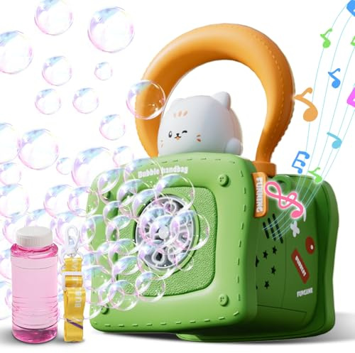 Bubble Machine for kids with Lights & Music,Portable Automatic Bubble Maker Toys for Kids Boys Girls Baby Toddlers,Bubble Blower for Indoor Outdoor Wedding Party Birthday Gifts Garden Bath