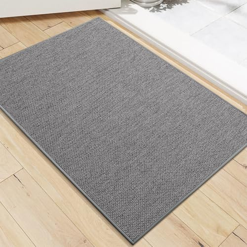 AMFUN 40 x 60 cm Felpudo de Entrada, Felpudos Antideslizante, Lavable en Lavadora, Alfombra Exterio para Exterior e Interior de Hogar Oficina Puertas Jardín (Gris Oscuro)