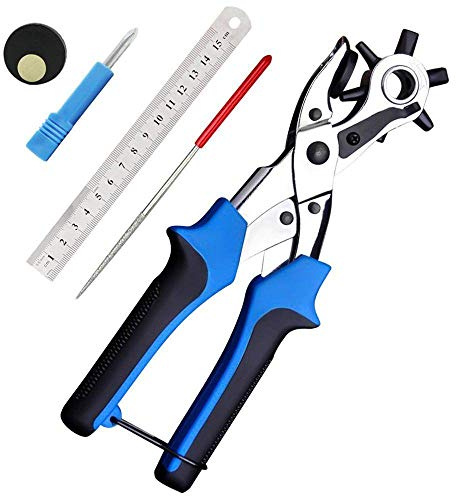 Lochzange für Leder, Stanzzange, blau, multifunktional mit 6 Größen: x 4 mm / 7 3,5