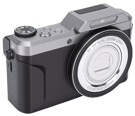 Oreilet 4K Digitalkamera, 64 MP HD-videokamera med 6X Optisk Zoom 12X Hybridzoom 2,8 Tum 180 Vändskärm WiFi APP-kontroll, för Nybörjarfotograferingsentusiaster (Svart)