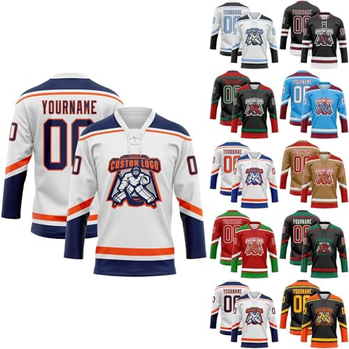 Maillots de Hockey personnalisés, Maillots de Hockey Vierges pouvant être personnalisés avec l'équipe/numéro/nom Personnel, Maillots de Hockey pour Hommes, Femmes, Adolescents et Enfants (Style 22)