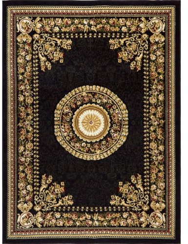 Home Dynamix Optimum Athens Area Rug 7'8 x10'4 , Updated Oriental Medallion, Black/Beige