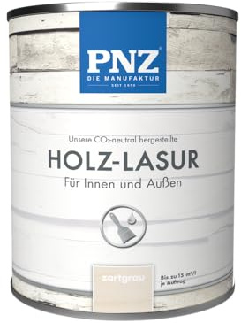 PNZ Holzlasur für Innen und Außen | lösemitttelfreie Farblasur | Nachhaltig hergestellt mit regionalen Rohstoffen | für alle Hölzer, auch Bienenhäuser, Gebinde:0.75L, Farbe:zartgrau