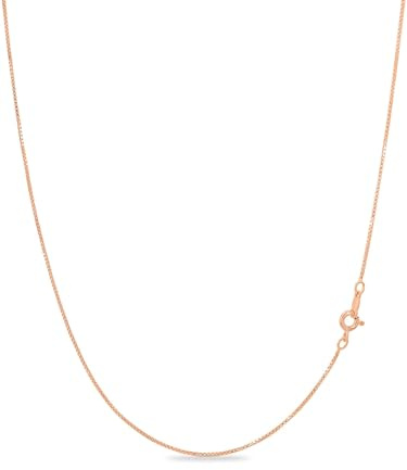 KEZEF collar de cadena de caja de 1 mm de plata chapada en oro rosa, collar chapado en oro de 18 quilates para mujeres y hombres, 20 pulgadas