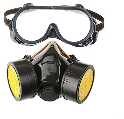 Delmkin Masque de à gaz avec 2 filtres à charbon actif Qualité professionnelle Protection contre la poussière, les pesticides, le formaldéhyde et la peinture