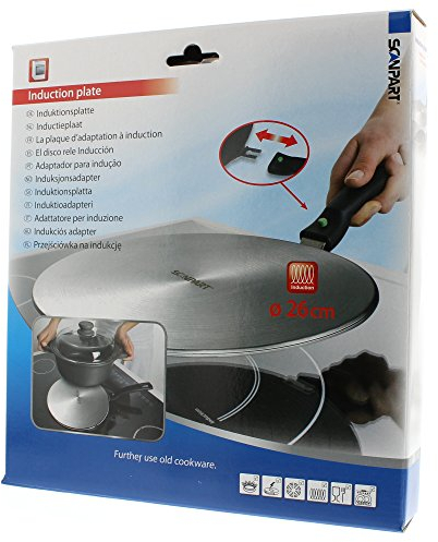 SCANPART Scan Part 4200002227-Piastra induzione, Inox, 29 x 27 x 5 cm Adattatore per Inserimento, Acciaio Inossidabile, Argento, Durchmesser: 26 cm