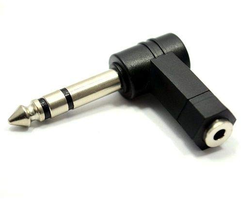 CABLEPELADO Adattatore audio da 3,5 mm femmina a 6,35 maschio a gomito | Angolo retto 90° TRS | Stereo | Adatto per cuffie, tastiera per pianoforte, chitarra e amplificatore