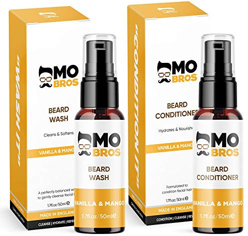 Beard Wash & Conditioner Pack |Wash to Soften & Refresh|Conditioner to Cleanse & Revive|Vanilla & Mango|2 x 50ml