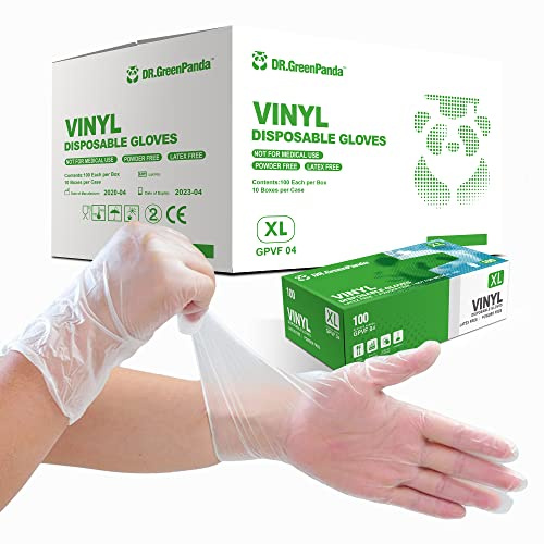 Dr.GreenPanda XL 1000pcs Clear Vinyl 3mil Disposable Food Safe Gloves for Food Service Food Prep Food Handling Cooking Cleaning Multipurpose Light Work Latex Free Powder Free Non-Sterile