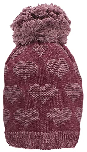 Sterntaler Baby Mädchen Mütze Baby GOTS Bommelmütze Herzen Mütze - Mütze Baby, Kappe Kinder - gefüttert mit Baumwollfleece - pink, 53