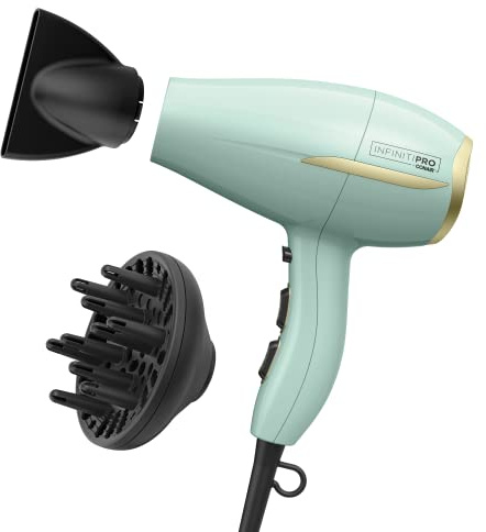 INFINITIPRO by CONAIR Heat Protect Hair Dryer with Diffuser | Blow Dryer with Advanced Heat Protection Helps Minimize Overdried Hair