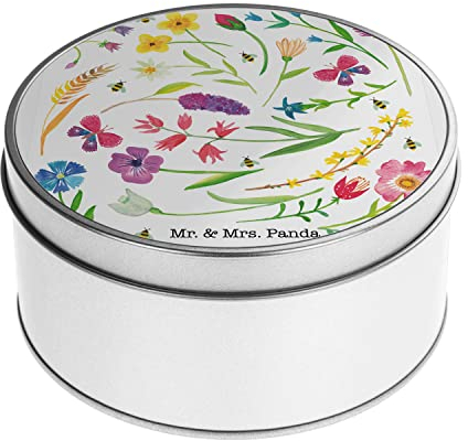 Mr. & Mrs. Panda Blechdose rund Frühling - Geschenk, April, Dekoration, März, Metallkiste mit Deckel, Mai, Keksdose, Metall Dose, Geschenkkiste,