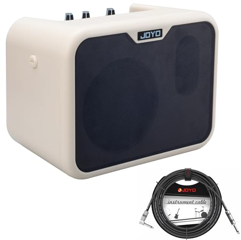 JOYO Amplificador de bajo portátil de 10 W con cable de bajo de 15 pies, mini amplificador de práctica de bajo, alimentado por batería, amplificador de bajo combinado MA-10B de doble canal (CMA10B)