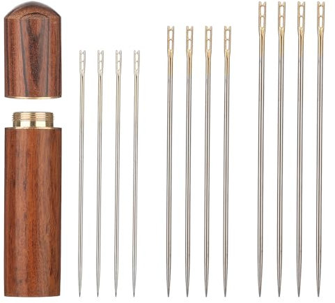 48 Stück Nähnadeln Set, Nähnadel Sticknadeln Set, Stopfnadeln mit Großem-öhr Edelstahl Stopfnadel Nähnadeln mit Birnbaum-Nadelkasten Sticknadeln Set für Handnähen und Garnstricken DIY Stickerei, Nähen