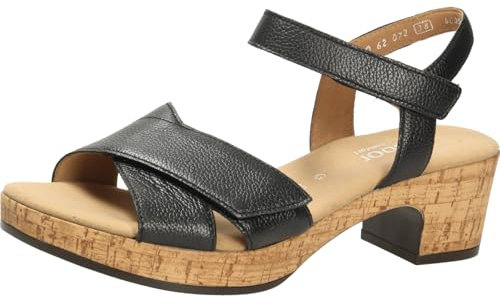 Gabor Damen Sandaletten, Frauen Sandalen,Moderate Mehrweite (G),Sommerschuhe,Freizeitschuhe,offene Schuhe,schwarz (S.Kork),39 EU / 6 UK
