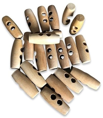 20 Stück natürliche 40mm Holz Knöpfe aus Olivenholz unbehandelt hergestellt in Portugal oval Knebel mit 2 Löchern