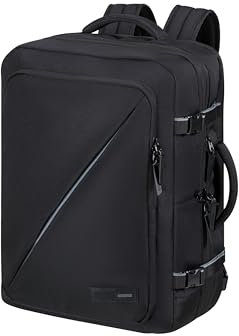 American Tourister Take2Cabin - Erweiterbarer Reiserucksack 17.3 Zoll, 55 cm, 42.5/48.5 L, Schwarz (Black)