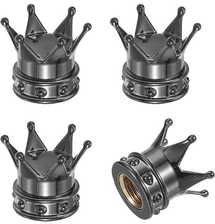 PATIKIL Tapas de Válvula de Neumático Crown, 4 Pcs Tapas de Válvula de Neumático para Vehículos Coche Tapas de Aire de Goma O Universal para Bicicleta SUV Automóvil, Gris