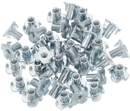 PATIKIL M5 Écrous En T, 60 Pcs Zinc Acier Écrous Aveugles À 4 Griffes Longueur 12 Mm Insert Fileté Quatre Mâchoires Écrous En T Pour Meubles En Bois Menuiserie Prise D'Escalade