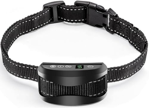 OXFUZZ Collier Anti-aboiement Chien - 3 Modes Choc Électrique/Vibration/Sensibilité Aide au Dressage Inoffensif Automatique Batterie Rechargeable Sangle Reflechissant Réglable pour Petit Gros Chien