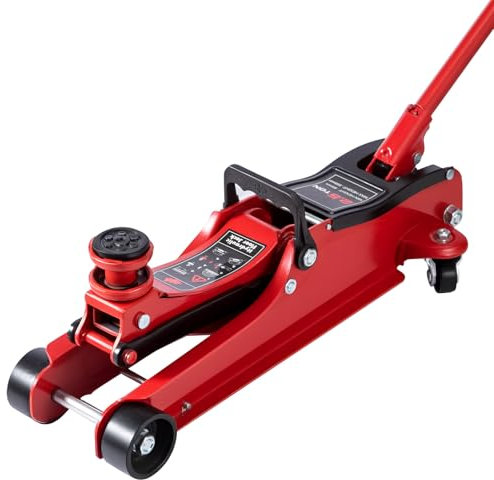 CROWNSHOP Cars Jack Hydraulic 2.5 Ton Trolley Jack Low Profile Hydraulic Floor Lifting Lift Car Van Garage Repair Tool Portable Workshop Equipment Steel Lifting Range for Car Van Garage (Red)