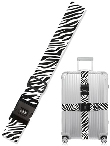 MOPZIJA 1 Pezzi Cinghia Valigia, cinghie per valigie，Cinghia per Valigie con Chiusura a Combinazione Cintura per Bagaglio Accessori Viaggio，accessori viaggio，Motivo zebrato cinghia