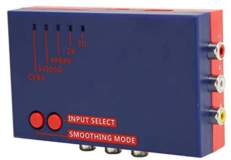 EBTOOLS RetroScaler2x AV Till HD -omvandlare Kompatibel med 480p60, Latens, Idealisk för Retro -spel (Blå)