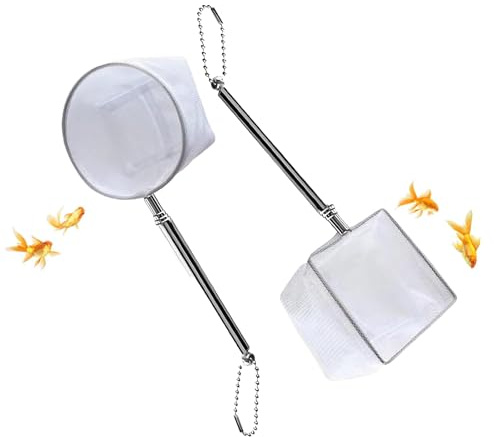 Filet pour Crevettes D'aquarium,2 PCS Épuisettes Aquarium Miniatures Mini Filet de Pêche avec Poignée Extensible pour Crevettes Petits Poissons et Nettoyage D‘Aquariums/Petits Bassins
