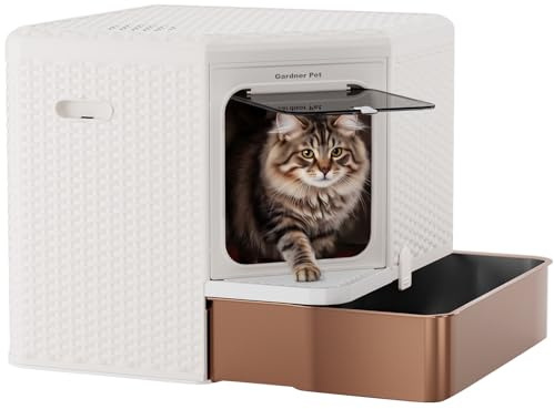Gardner Pet Arenero Gato Cerrado,Acero Inoxidable 304-Blanco