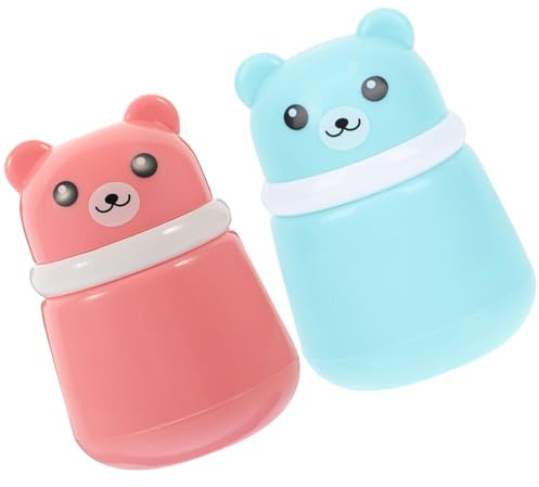YARNOW Caja Dispensadora de Polvo para Ñiño Esponja Compuesta en Forma de Oso, 2 Piezas, Evita Dispersión y Aplica Polvo Uniformemente, Adecuado para Recién Nacidos