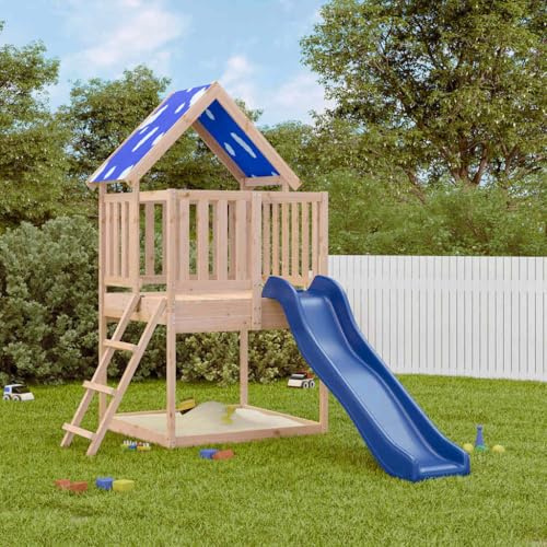 Genérico Parque Infantil de Exterior de Madera Maciza de Pino, Columpios y estructuras de Juegos Marrón,3279202