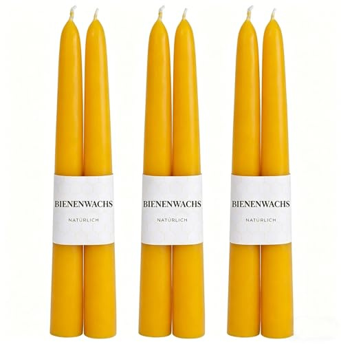 Velas de cera de abejas, 6 unidades, 9 pulgadas, candelabros cónicos