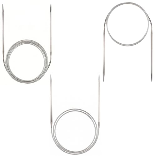 Agujas De Tejer, Agujas Circulares Intercambiables, Tricotín Eléctrico, Juego De 3 Agujas Circulares De Acero Inoxidable, 2,5 Mm, Longitudes 40 Cm, 60 Cm Y 80 Cm, Para Calcetines Y Gorros