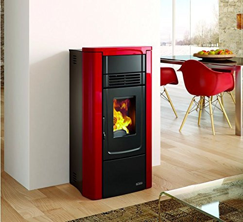 Stufa a Pellet Canalizzata 9 kW Ventilata 230 m3 1281251 Gabry Elite Dal Zotto Acciaio Rosso