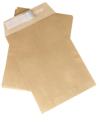 Pochettes A5, Format C5, 162 x 229 mm Enveloppe Kraft 90g fermeture avec bande adhésive autocollante - avec ouverture petit coté (100)