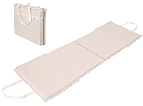 HOBBYGARDEN Strandmatte faltbar zu Tasche 2in1 Sonnenliege Strandliege Matte Gartenliege, Kopfkissen, Strandauflage, Auflage, tragbar, Strandtasche, Beige