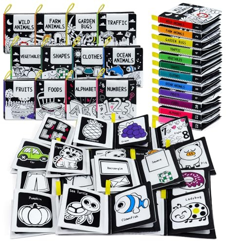 OKOOKO 12 Pack Soft Baby Book, Bath Toy, High Contrast Baby Books