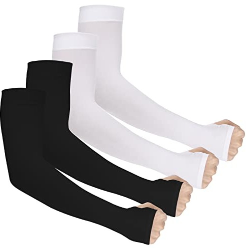 Ouligay 4 pares de mangas de brazo con protección solar UPF 50+ UV para brazos, mangas de compresión calentadores de brazos para voleibol baloncesto golf