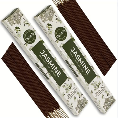 Jasmine Incense Sticks - Total 40 Insence-Sticks - Dual Pack of 20 Insense - Inciensos - Inscents - Natural Non Toxic Ingredients - Incents - Incence - Inscense - Insents
