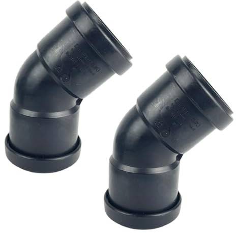 Duraplast UK™ Push Fit Waste 45° Obtuse Bend – 40mm DS Pipe Connector – PVC with Ceramic Finish – Black (Pack of 2)