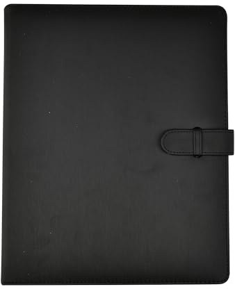 Arpan A4 Professional Presentation Display Book with 50 Sheets & Inner Pockets – Soft Touch Portfolio Binder, A4 PU Faux Leather Binder, Professional Portfolio Book Binder with Closure Belt (Black)