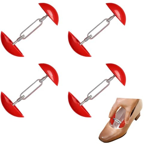 DALAETUS 4 Pcs Adjustable Shoe Stretchers for Women - Red Mini Shoe Tree, Shoe Width Extender, Shoe Shaper for Wide Feet - Ideal for High Heel Sandal Leather Shoes